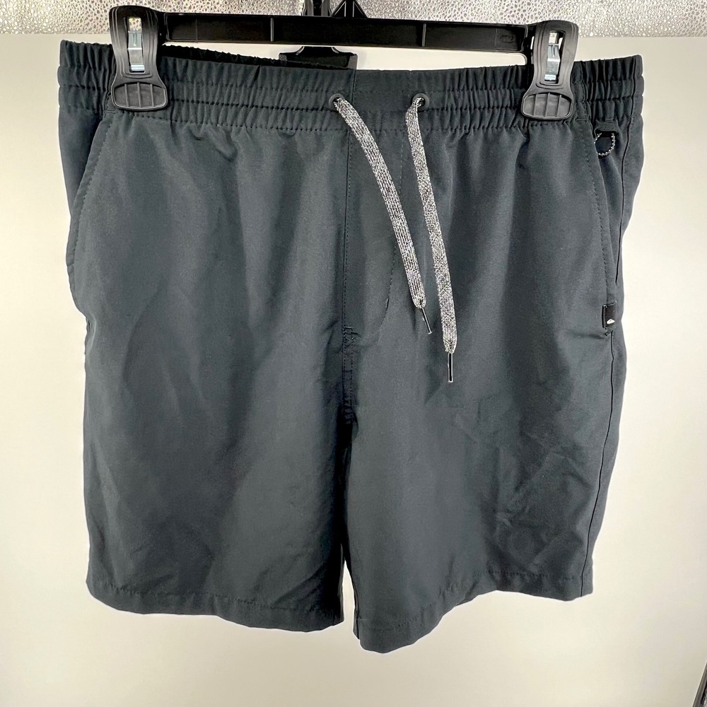 Quiksilver Men's‎ M Amphibian Shorts Black Elastic Waist Drawstring Pockets